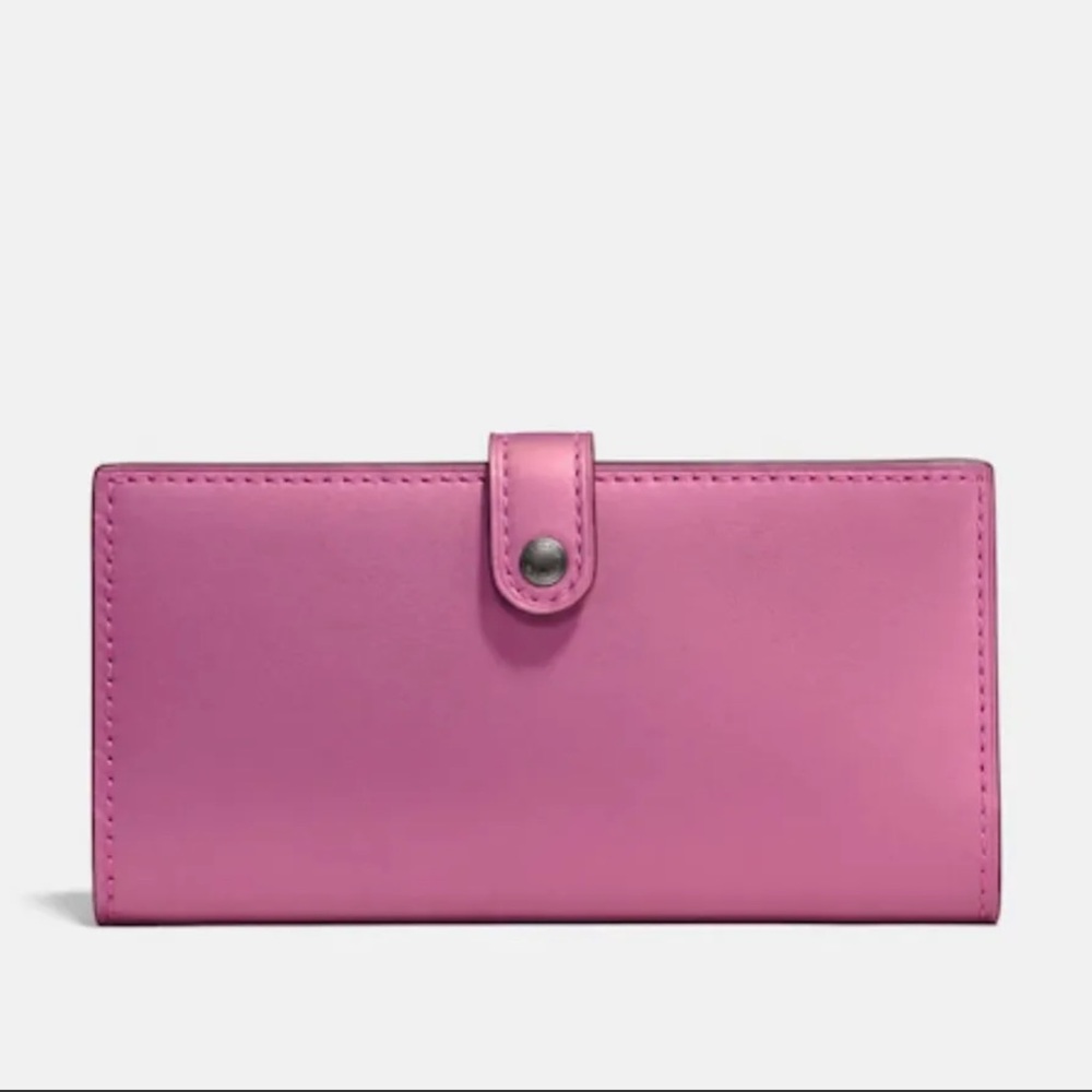 Coach 1941 Slim Trifold Wallet With Floral Bow Print Interior